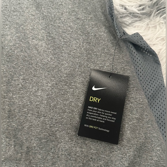 NIKE - NWT Size S Dri-Fit w/ Mesh Tank Top - Dark Grey - Picture 3 of 4